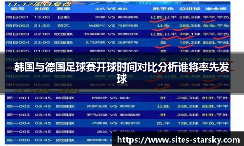 韩国与德国足球赛开球时间对比分析谁将率先发球